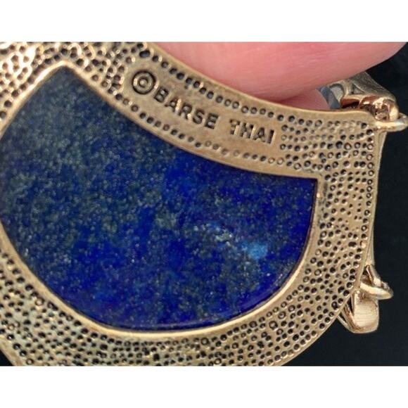 Barse Lapis Lazuli & Tooled Leather Necklace Etruscan Style, Up To 19" Long - Picture 6 of 8